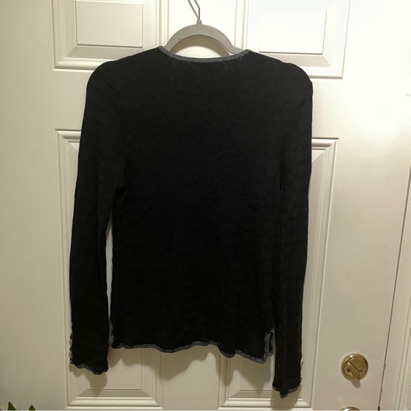 Trina Turk 100% (soft) wool  Vermouth Black with Gold button Caridgan M - Picture 3 of 9
